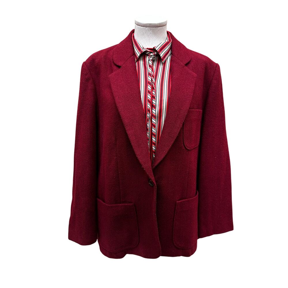 Ms Russ 70s Russet Red Wool Plus Size Blazer Size 18